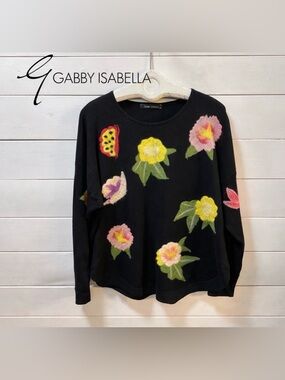 GABBY ISABELLA Black Floral Sweatshirt – Size XXL